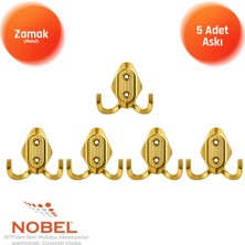 Nobel Has Askı, Metal Vestiyer Askısı, Altin, Duvar ve Dolap Askılığı (5'li Set) Vidalı