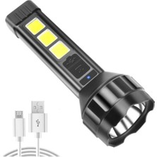Die Grup USB Şarjlı Güçlü El Feneri - Cob Yan Işık
