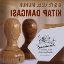 Die Grup K 17 Kitap Gözlük ve Kahve Temalı Kişiye Özel Ahşap Kitap Damgası Ex Libris Kitap Mührü