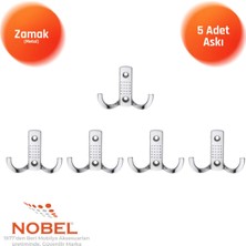Nobel Noktali Askı, Metal Vestiyer Askısı, Krom, Duvar ve Dolap Askılığı (5'li Set) Vidalı