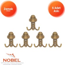 Nobel Sarikli Askı, Metal Vestiyer Askısı, Anti̇k Sari, Duvar ve Dolap Askılığı (5'li Set) Vidalı