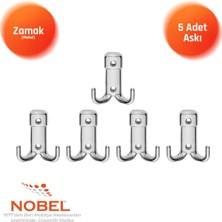 Nobel Kare Askı, Metal Vestiyer Askısı, Krom, Duvar ve Dolap Askılığı (5'li Set) Vidalı