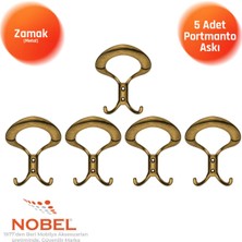 Nobel Üçgen Portmanto Askısı, Metal Vestiyer Askısı, Anti̇k Sari, Duvar ve Dolap Askılığı (5'li Set) Vidalı