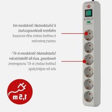 Die Grup 6'lı Akım Korumalı Uzatma Priz - Kumandalı ve 1,5 M Kablo Uzunluğu