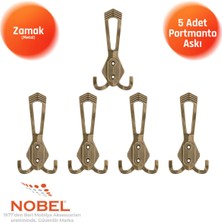 Nobel Has Portmanto Askısı, Metal Vestiyer Askısı, Anti̇k Sari, Duvar ve Dolap Askılığı (5'li Set) Vidalı