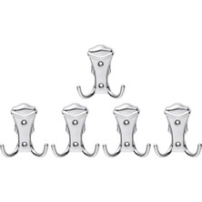 Nobel Kobra Askı, Metal Vestiyer Askısı, Krom, Duvar ve Dolap Askılığı (5'li Set) Vidalı