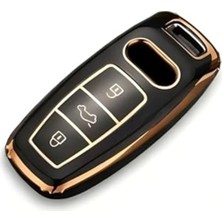 Die Grup Autohan Keys Audi A3 A6L A7 A8 Q8 E-Tron C8 D5 2021-2022 Model Uyumlu Siyah Altın Detaylı Anahtar Koruma Kılıfı