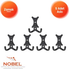 Nobel Enez Askı, Metal Vestiyer Askısı, Matsiyah, Duvar ve Dolap Askılığı (5'li Set) Vidalı