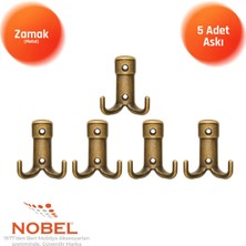 Nobel Kare Askı, Metal Vestiyer Askısı, Anti̇k Sari, Duvar ve Dolap Askılığı (5'li Set) Vidalı