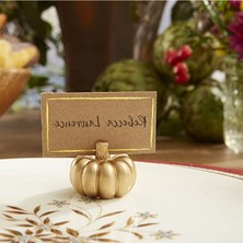 Die Grup Fall Decor Mini Altın Kabak Masa Kartı Tutucu (6 Adet), Şükran Günü Masa Dekorasyonu, Sonbahar Temalı Düğünler, Gelin Buketleri Için Mükemmel