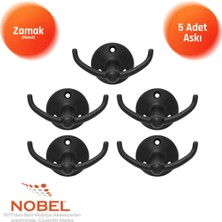 Nobel Fonksi̇yonel Askı, Metal Vestiyer Askısı, Matsiyah, Duvar ve Dolap Askılığı (5'li Set) Vidalı