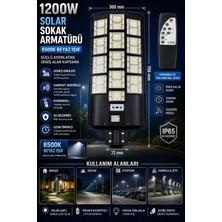 Sakin Enerji 1200W Kumandalı Solar Güneş Enerjili Sokak Armatürü 6500K