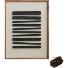 Mevida Curated Art Kömür Çizgiler | Minimalist Ahşap Dekoratif Duvar Tablosu 62X82 cm