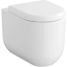 VitrA Liquid Yerden Klozet Rim-Ex, Duvara Tam Dayalı, 54 cm Clean, Beyaz + Liquid Klozet Kapağı Duroplast, Üstten Sıkmalı Yavaş Kapanır, Kolay Sök-Tak, Metal Menteşeli, Beyaz (7321B403-0090 + 137-003R009 )