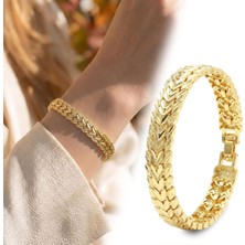 Fm 💎 Premium Şık ve Parlak Auris 24K Gold Kaplama 8 mm Kadın Bijuteri Bileklik 3183KBV5D4 (~18cm)