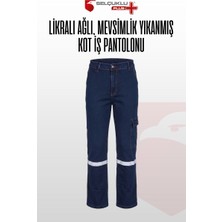 Selçuklu Plus Likralı Ağlı Kot Iş Pantolonu, Mevsimlik, Yıkanmış, Reflektörlü ve Kargo Cepli Model
