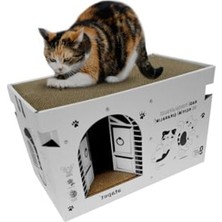 Die Grup Katlanabilir Doğal Karton Kedi Evi, Beyaz Renk, Tırmalama Yuva