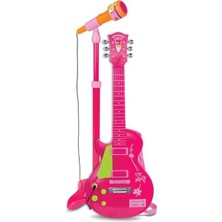 Die Grup Ayaklı Mikrofonlu Rock Gitar Seti - Pembe Renk