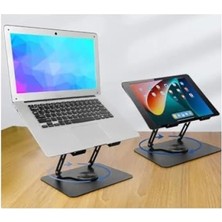 Die Grup Katlanabilir Taşınabilir Laptop Standı - 360 Derece Döner Taban, Koyu Gri