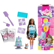 Die Grup Barbie Parti Paketi Bebek ve Aksesuarlar, Minik Dostumun Doğum Günü Serisi Parti Yıldızları Seti ve Renk Değişimi ile Pasta Süsleme Etkinliği Dahil 10 Sürpriz, JFG72