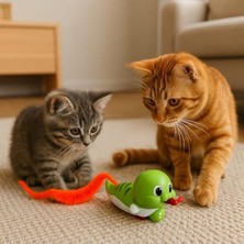 Die Grup Yeşil Kurmalı Salyangoz Kedi Oyuncağı, Hareketli Tüylü Kuyruk