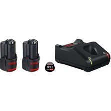 Die Grup 12 Volt Akü Şarj Cihazı Seti, 2 x 2,0 Ah Li-Ion Akü ile