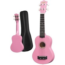 Die Grup Pembe Renkli Soprano Ukulele, Askı ve Çanta ile Birlikte