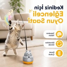 Die Grup 360° Dönen Hareketli Kedi Oltası, Tüylü Peluş Uçlu, Interaktif