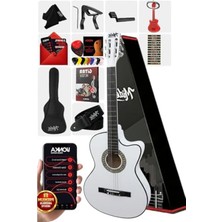 Die Grup Beyaz Renkli 4/4 Yetişkin Boy Klasik Gitar Seti