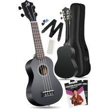 Die Grup Siyah Soprano Ukulele Seti, Gül Ağacı Detaylar ile Zengin Ses