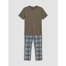 LC Waikiki Lc Waıkıkı Kahverengi Regular Fit Ekose Erkek Pijama Takımı