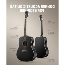 Die Grup Dreadnought Akustik Gitar Seti, Siyah Renk Seçeneği