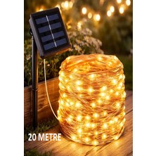 Brokoli Home  Güneş Enerjili 20 Metre Peri LED Işık 200 LED 8 Mod Dış Mekan Ağaç Balkon Solar Bahçe Aydınlatma