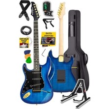 Die Grup Profesyonel Elektro Gitar Seti - Mavi Renk, Gigbag ve Aksesuarlar Dahil