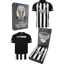 Beşiktaş Orijinal 25/26 Siyah Beyaz Çubuklu Forma Bjk Uv Kartal Baskılı Hediyelik Ahşap Kutulu