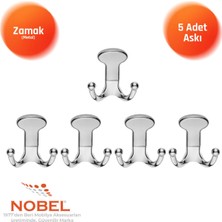 Nobel Melon Askı, Metal Vestiyer Askısı, Krom, Duvar ve Dolap Askılığı (5'li Set) Vidalı