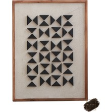 Mevida Curated Art Siyah Geometri | Modern Ahşap Duvar Tablosu 62X82 cm