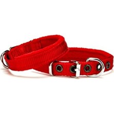 Empressco Kırmızı Polar Pedli Sade Dokuma Boyun Tasması 1,5X20-25 cm
