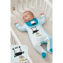 Bambik Imajbebe Zebra Desenli Kendinden Eldivenli 3'lü Bebek Takımı (0-3 Ay - 56 Cm)