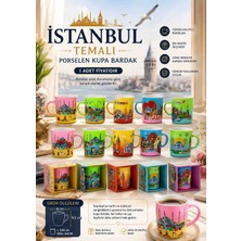 Wolawood İstanbul Temalı Porselen Kupa Bardak (1-Adet) Özel Baskılı Renkli Kahve Kupası, Çay Bardağı, Ev Ofis İçin Dekoratif, Turistik Hediyelik Eşya