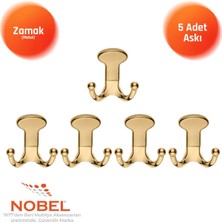 Nobel Melon Askı, Metal Vestiyer Askısı, Altin, Duvar ve Dolap Askılığı (5'li Set) Vidalı
