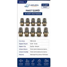 Pemaks Düz Rakor G1/4"-8 mm Pnömatik Hızlı Bağlantı Rakoru - 10 Adet