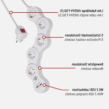 Die Grup USB Şarj Fonksiyonlu 5'li Çoklu Priz - 1.4 M Kablo
