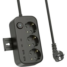 Die Grup 3'lü Priz + 4 USB (2 Type-C + 2 Usb-A) Çoklayıcı