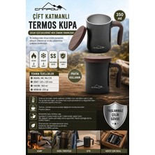 Pozart Kapaklı Termos Kupa Paslanmaz Çelik Çift Katmanlı 350ML Kamp Kupası