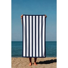 Luvis Store Cabana Blue Çizgili Basklılı Plaj Havlusu