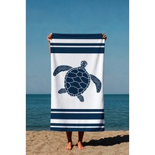 Luvis Store Caretta Marine Deniz Kaplumbağası Desenli Baskılı Plaj Havlusu