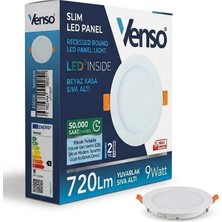 Venso Slim LED Panel 9W Yuvarlak Sıva Altı  Beyaz Kasa