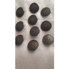 İleri Europe Antık Sarı Metal Düğme 18 mm 9 Adet
