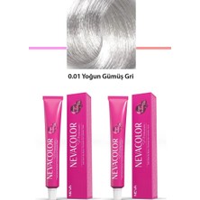 Alkasaz 2 Li Set Premium 0.01 Yoğun Gümüş Gri - Kalıcı Krem Saç Boyası 2 x 50 G Tüp
